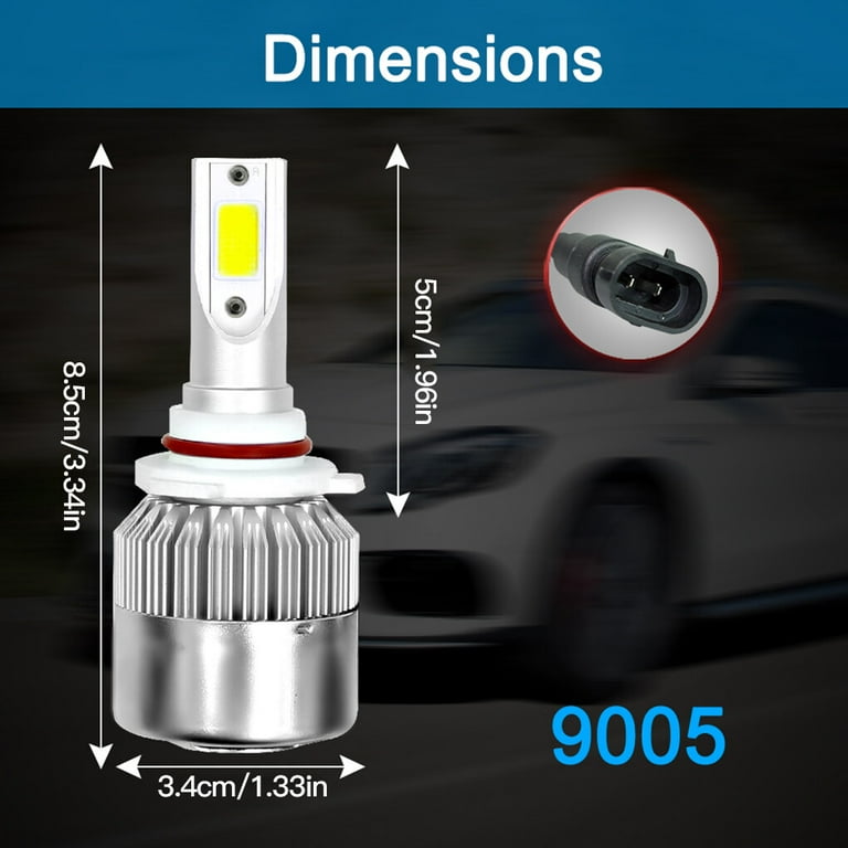 C6 High Brightness 6000K LED Car Headlight Bulbs, 72W, 12V, 7200LM