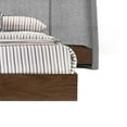 thumbnail image 4 of Nie Queen Bed- Gray Upholstered Wide Wall Headboard- Walnut Brown Wood, 4 of 6
