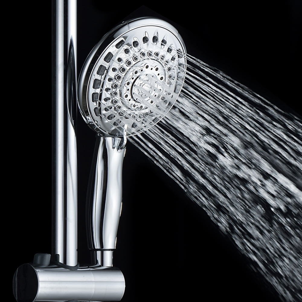Logmey 10"Rain Shower System with Handheld Shower Head,Hose Stainless Steel Chrome