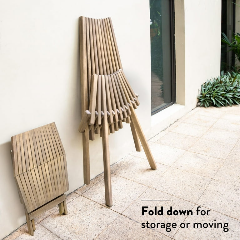 Melino Wooden Folding Tamarack Chairs, FSC Certified Acacia Low