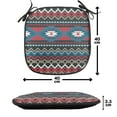 thumbnail image 4 of Antique Chair Seating Cushion, Prehistoric Style Folkloric Striped Design Antique Mayan Patterns, Soft Seat Pads for Office with Anti-slip Backing, 16"x16", Black Blue Coral, by Ambesonne, 4 of 7