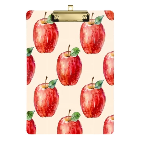 Acrylic Writing Board Gold12.5*9 Inch Clipboards Transparent Acrylic Material Suitable For Office Classroom Teachers Fashion Bloggers Stationery Enthusiasts Red Apple