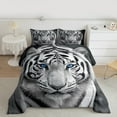 thumbnail image 2 of Feelyou 3D Grey Tiger Queen Comforter Set for Teens, Woodland Wildlife Bedding Sets, Rustic Farmhouse Animal Reversible Bedding Comforter Set, Microfiber Bedroom Decor, 3pcs, 2 of 8