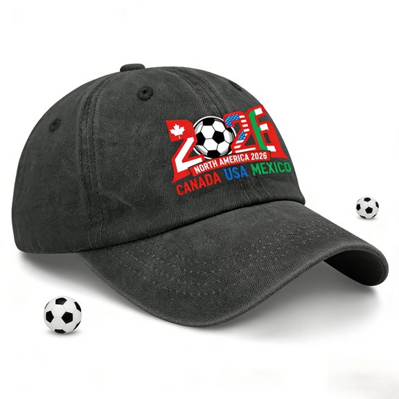 2026 Cup Hat USA CAN MEX Host Countries, Printed Soccer Cap for Supporters, Adjustable Breathable Unisex Baseball Hat for Game Days and Daily Wear