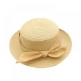 thumbnail image 1 of Little Girl Kids Breathable Summer Straw Hat Foldable UV Protection Bowknot Wide Brim Floppy Beach Sun Visor Hats, 1 of 5