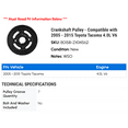 thumbnail image 2 of Crankshaft Pulley - Compatible with 2005 - 2015 Toyota Tacoma 4.0L V6 2006 2007 2008 2009 2010 2011 2012 2013 2014, 2 of 2