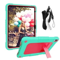 FIEWESEY for iPad (A16) 11th/10th Generation 2025/2022 Tablet Case with Kickstand & Shoulder Strap,Heavy Duty Shockproof Rugged Protective Cover (Green/Pink)