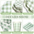 thumbnail image 5 of AUR 192 Pcs Sage Green Gingham Paper Plates And Napkins Set Party Supplies - For 24 Guests Paper Plates And Napkins Knives Spoons Forks Cups - For Baby Shower Bridal Shower Wedding, 5 of 8