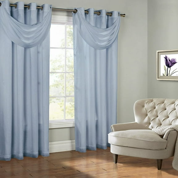 Commonwealth Thermavoile Rhapsody Lined Grommet Ascot Valance - 36x19" - Aqua