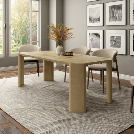 Furniture of America Anai Modern Solid Wood Expandable 84" Rectangle Dining Table, Oak