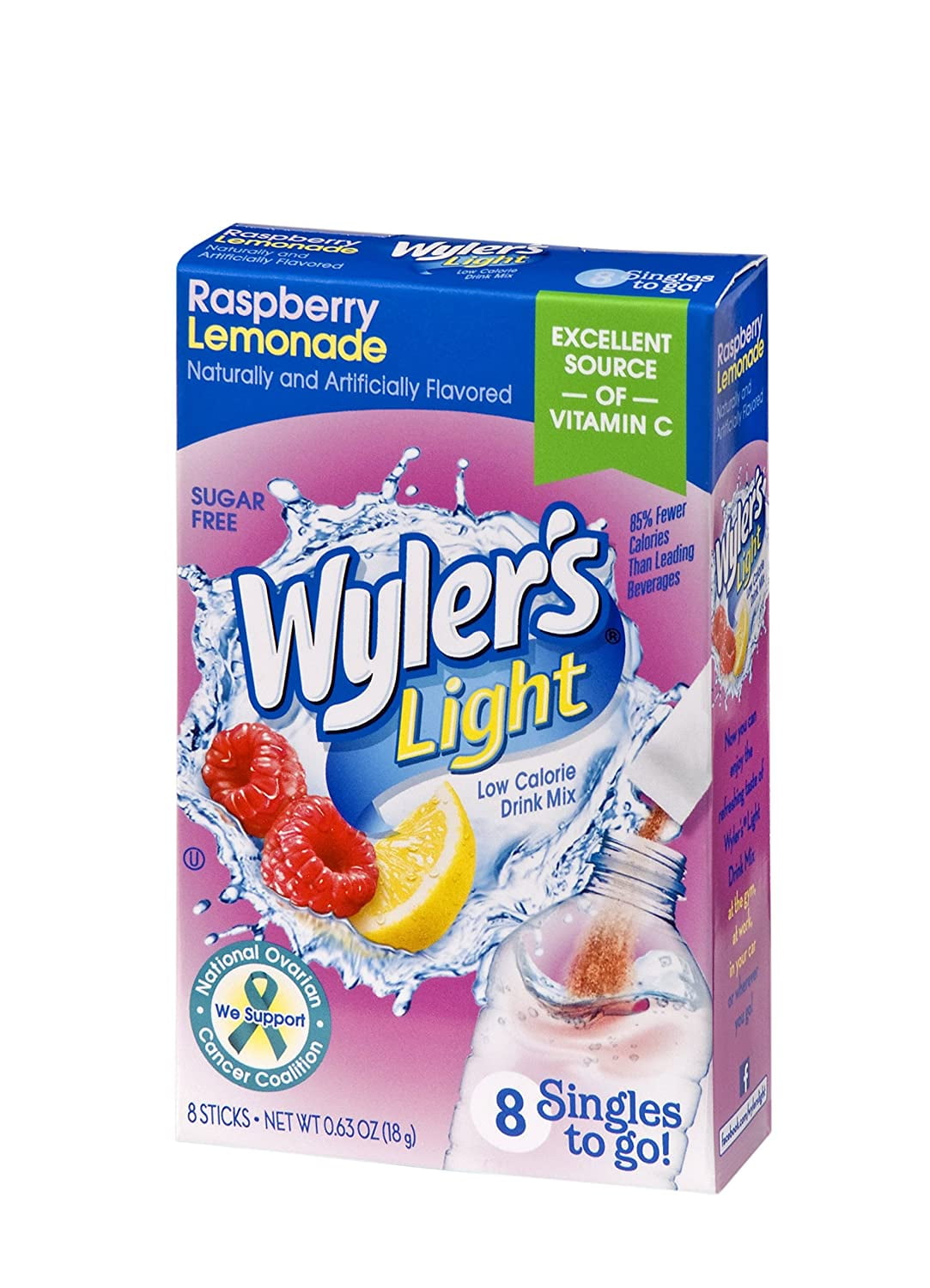 Wylers Light Singles To Go Powder Packets, Water Drink Mix, Raspberry