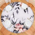 thumbnail image 2 of Flower Design Round Tablecloth with Elastic Fit, Soft Water-Resistant Fabric for Spring and Summer Decor, Fits 44-52 Inch Tables, 2 of 7
