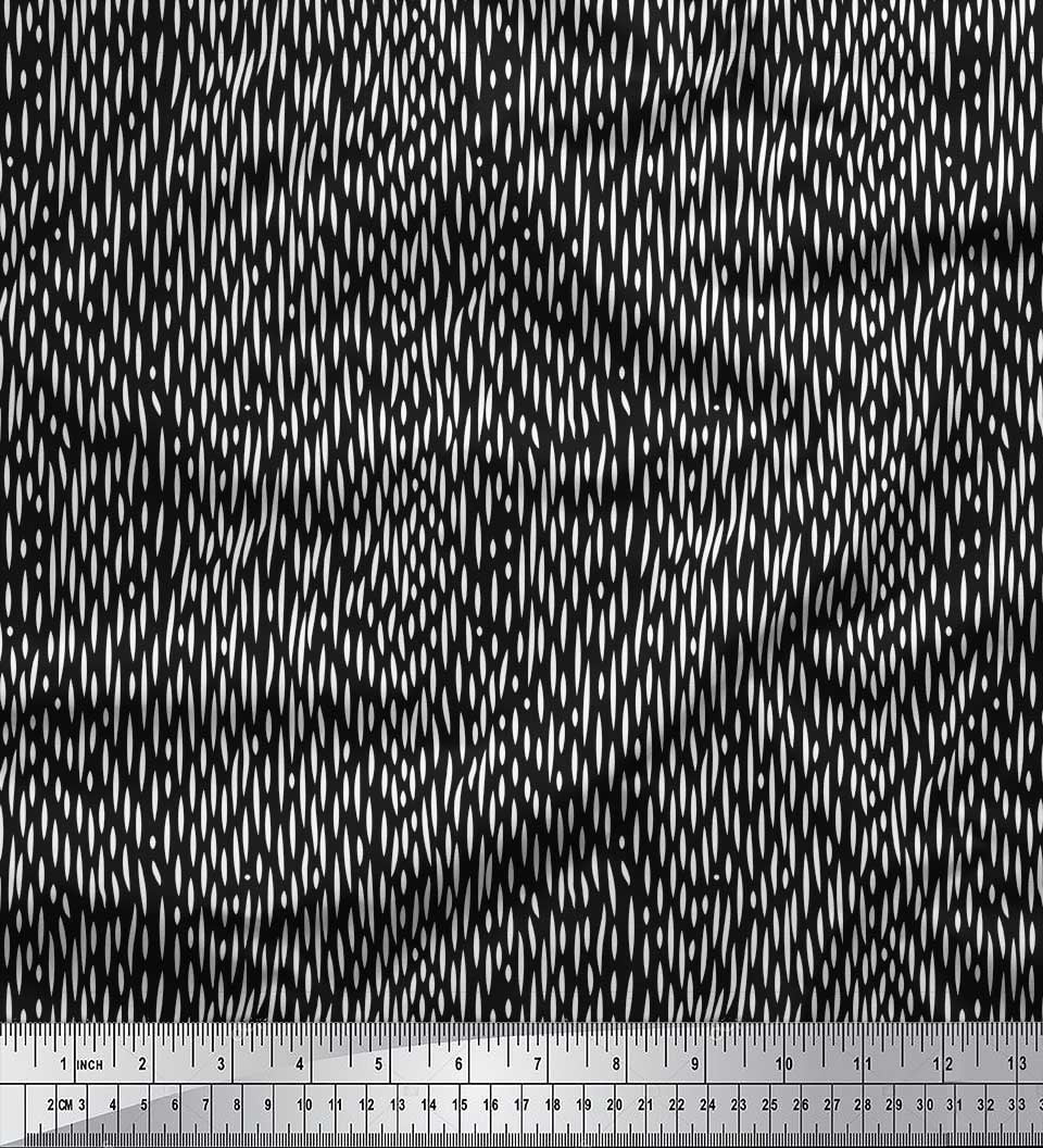 Soimoi Black Heavy Canvas Fabric Brush Stroke Abstract Decor Fabric Printed Yard 58 Inch Wide