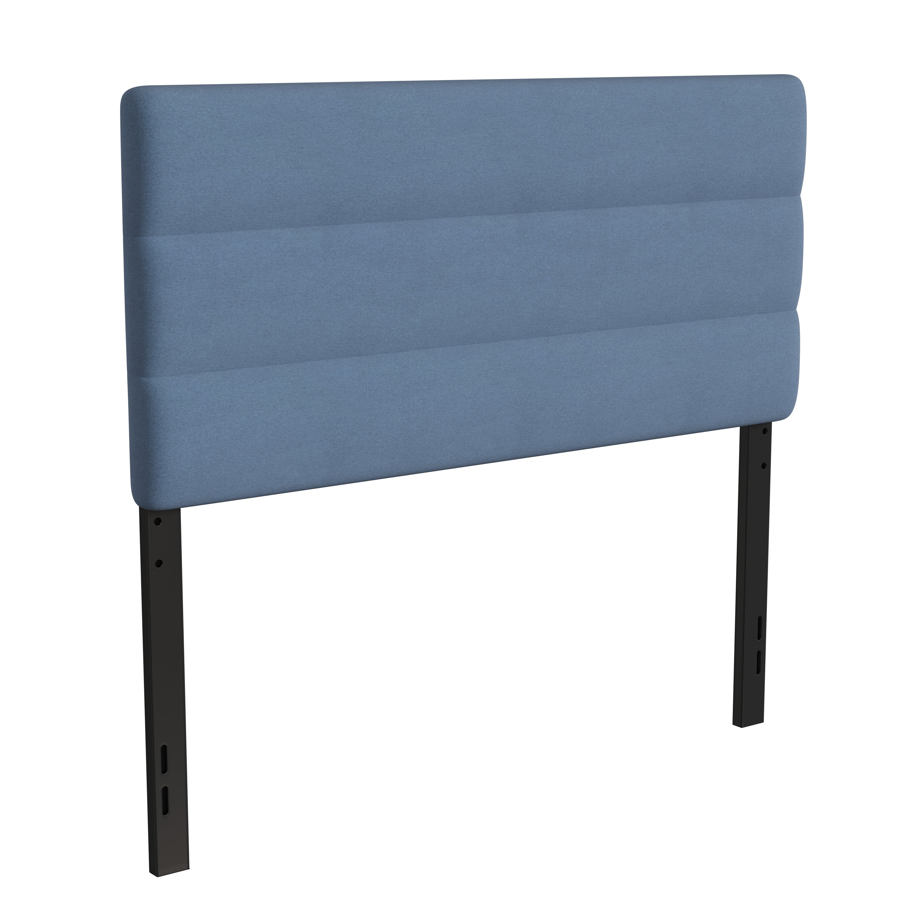 Emma + Oliver Modern Blue Fabric Upholstered Full Headboard with Horizontal Line Stitching and Adjustable Height Rail Slots