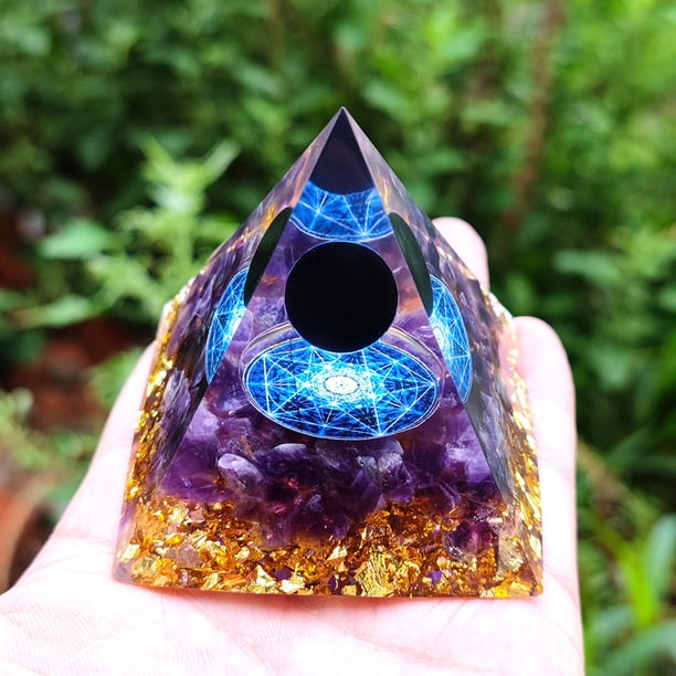 Pirámide De Cristal Decoración Pirámide de orgonita de 5 cm Heal Reiki Orgone Generador de energía Piedra de cristal (B)