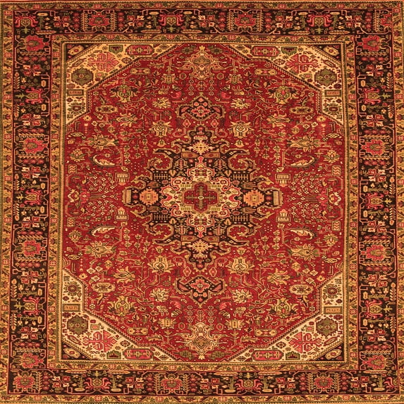Ahgly Company Indoor Square Medallion Orange Traditional Area Rugs, 5' Square