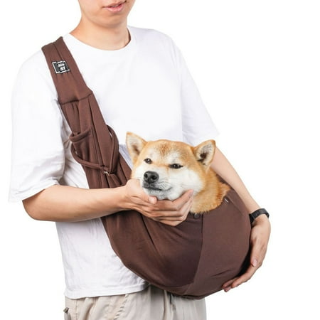Washranp Dog Sling Carriers Solid Color Breathable Adjustable Shoulder Small Pet Portable Bag with Pocket Safety Hook for Outdoor Travel