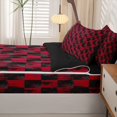 thumbnail image 5 of Manfei Retro Grid Zipper Twin Comforter Sets with Fitted Sheet and 2 Pillowcases,Classic Plaid Zipper Bedding Set,Red Black,Black Reversible,4pcs, 5 of 8