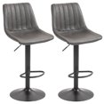thumbnail image 1 of HOMCOM Adjustable Bar Stools Set of 2, Leathaire Swivel Barstools w/ Back, 1 of 10