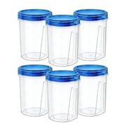 Food Storage Freezer 50oz, Containers Clear Bottom with Blue Twist Top Lids Reusable, Plastic Airtight Meal Prep Containers BPA Free | Stackable | Leakproof