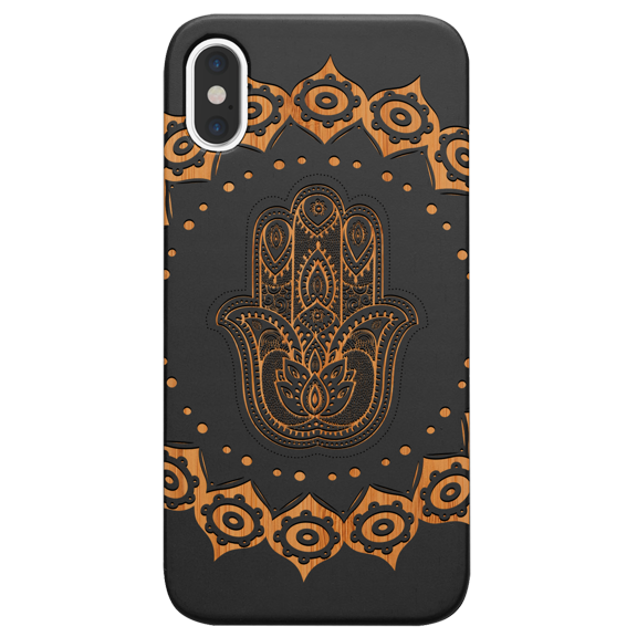 Hamsa Mandala - Engraved Phone Model: iPhone 11 Pro Max, Color: Black