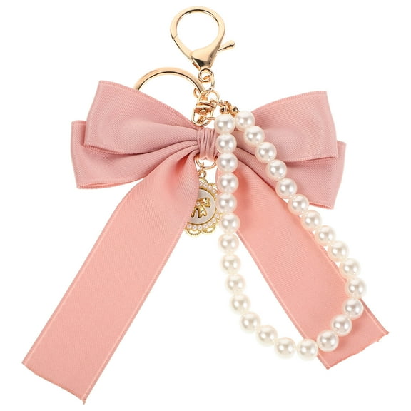 MUSEYA Boho Keychain Pink Bow Keychain Imitation Pearl 1Set Elegant Car Decoration Everyday Use