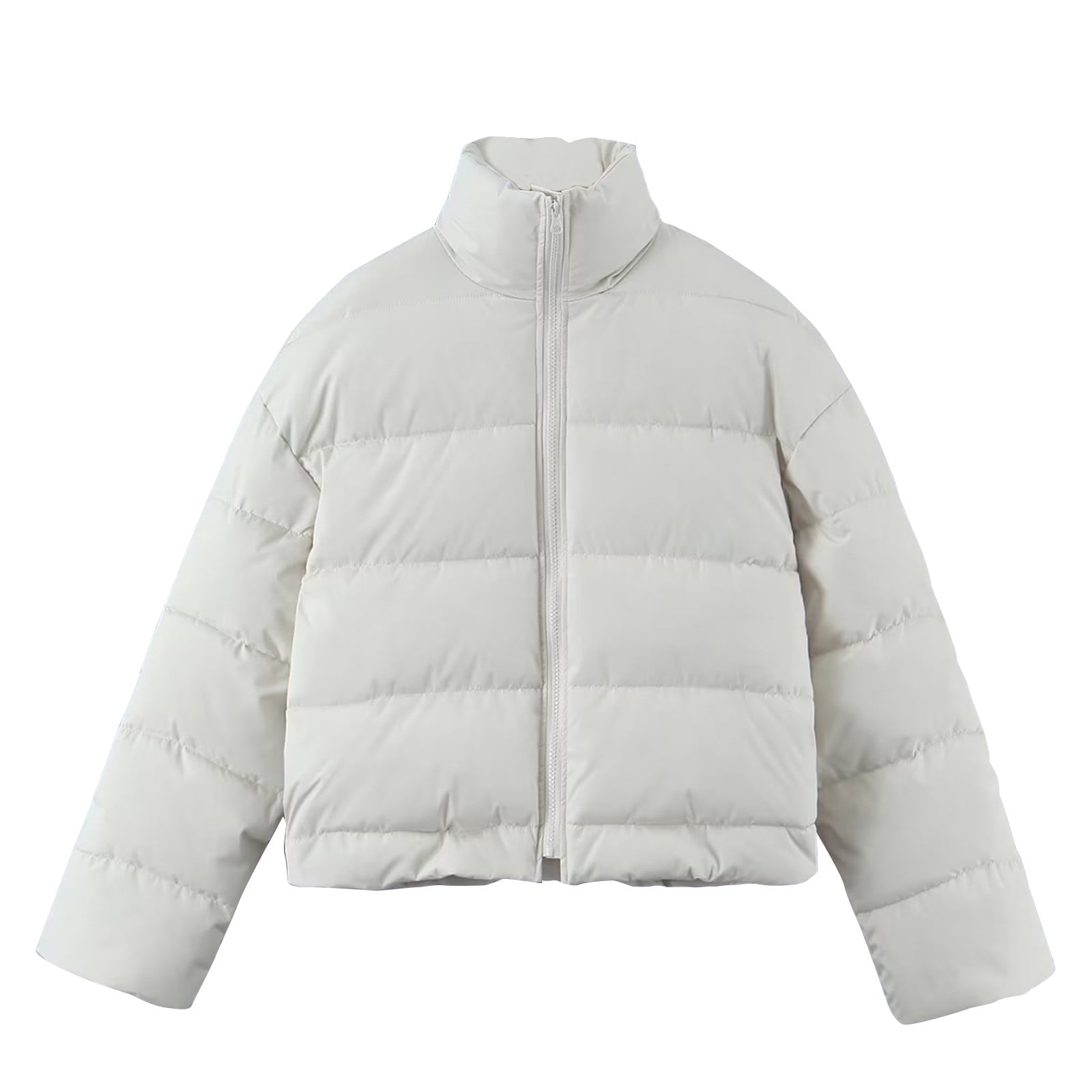 Veste En Coton Pour Femme Avec Fermeture éclair - Manteau D'hiver Chaud Avec Poches - Col Montant - Veste Matelassée Pour L'extérieur - Couleurs Unies - Manches Longues - Coupe-vent - Grande