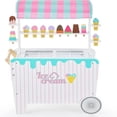 thumbnail image 1 of Costway Carrito de Helado de Juguete de Simulación de 12 Accesorios de Helado Juego de Carretilla de Madera para Niños y Niñas 3+ Años, 1 of 8