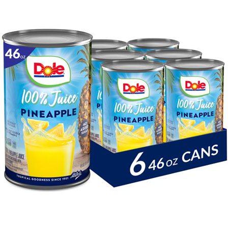 Dole 100% Juice, Pineapple, 46 Ounce Cans (Pack Of 6) Packaging May Vary
