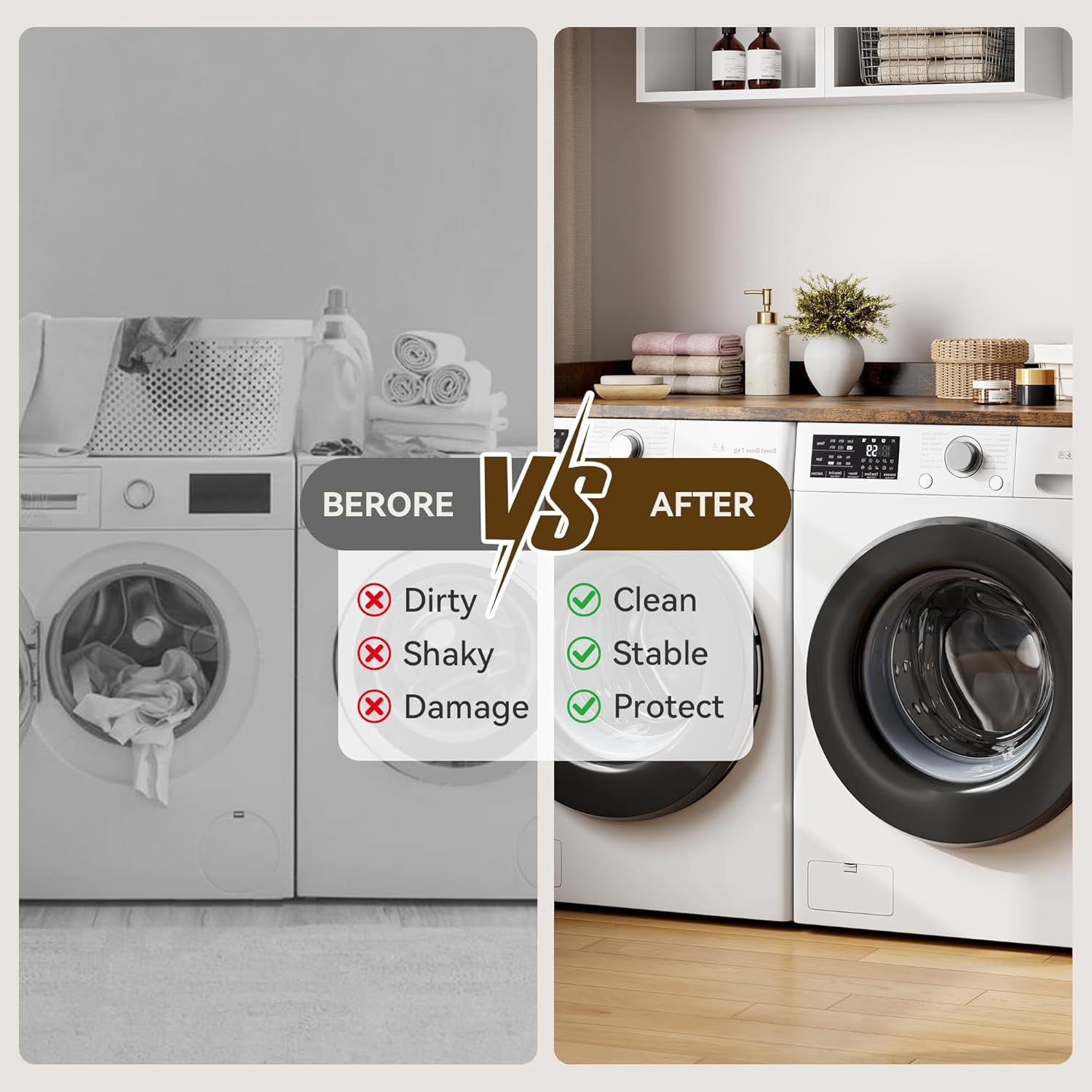 Washer Dryer Countertop, laundry topper with Edge and Non-Slip Pad for Washer Dryer Laundry Hamper Counter Storage Organization 54"x27.5" Retro