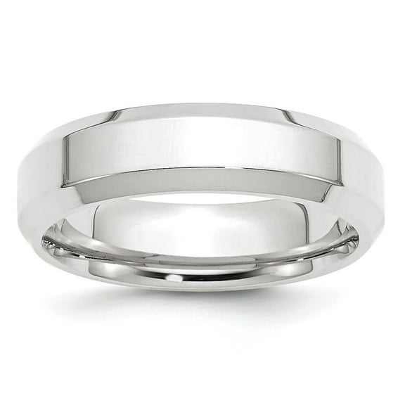 14KW 6mm Bevel Edge Comfort Fit Band Size 12 in 14k White Gold