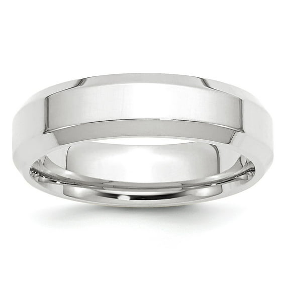 14KW 6mm Bevel Edge Comfort Fit Band Size 14 in 14k White Gold