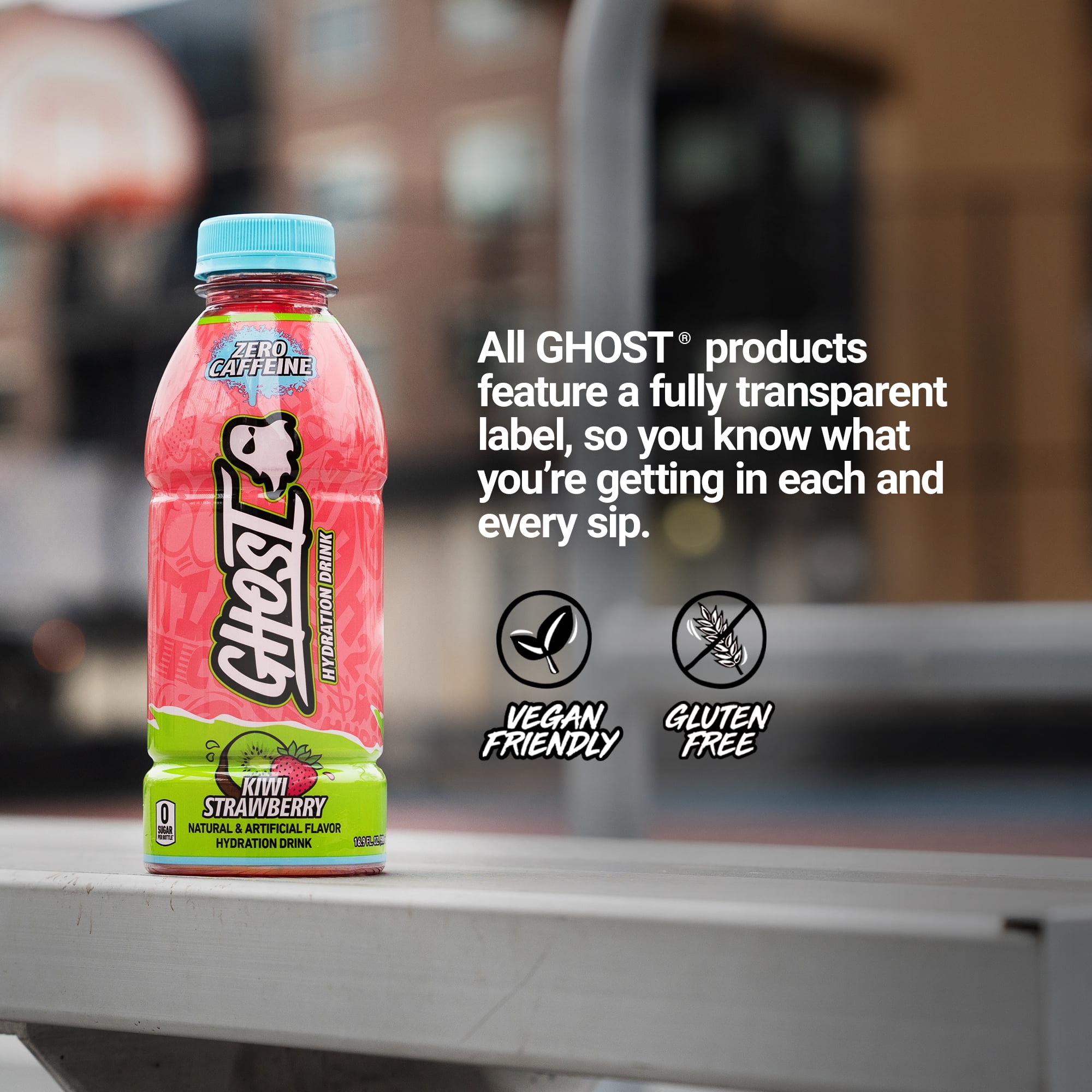 GHOST® HYDRATION Zero Sugars Sports Drink, Kiwi Strawberry, 16.9 fl oz
