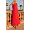 thumbnail image 3 of Datmelove Women's Summer Boho Casual Sleeveless Beach Dress Long Side Slit Ric Rac Maxi Sundress, 3 of 5