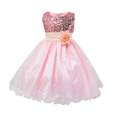Glisme Fashion Girls Dresses Size 9-10 Y Sequined Sleeveless Chiffon Dress Performance Dress Skirt Pink Sundress For Girl