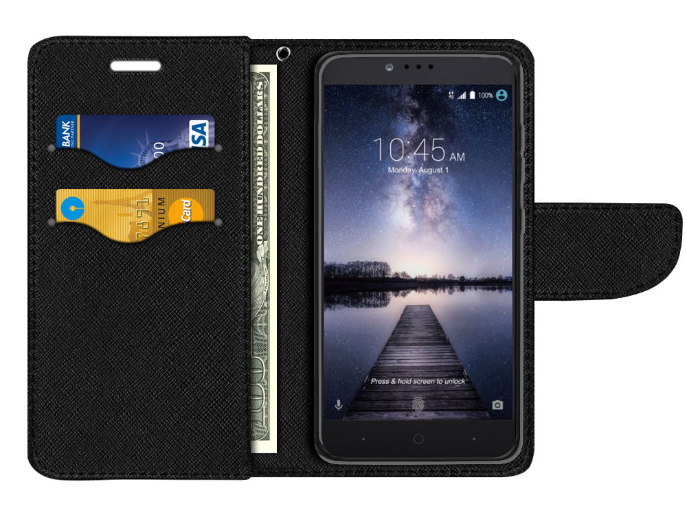 FINCIBO Wallet Case Kickstand Card Holder Magnetic Flap for ZTE 