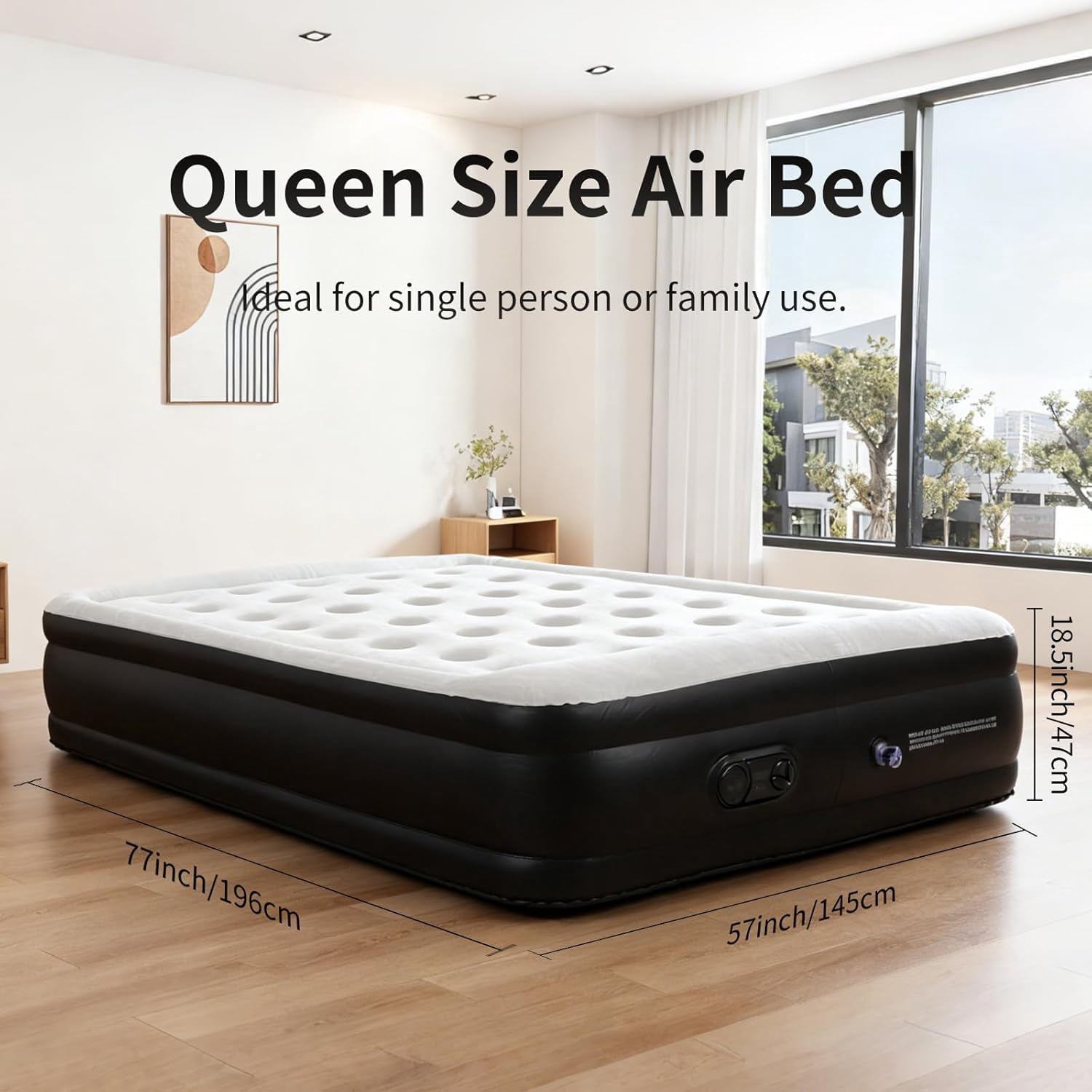 Air Mattress Full with Built in Pump, Upgraded 18 inch Raised Comfortable Blow Up Airbed with Carrying Bag, Portable Inflatable Mattress for Camping, Home, Guests