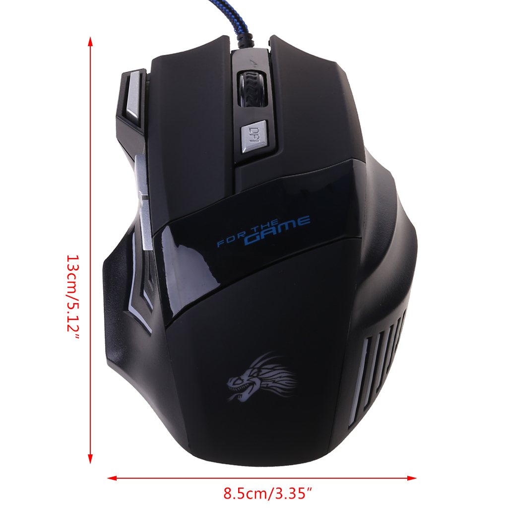 ANDROSET USB Wired Gaming Mouse 7 Buttons 2400DPI LED Optical Wired Cable Gamer Computer Mice Wired Gaming Mouse 7 Button USB Wired LED Breathing Fire Button