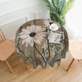 thumbnail image 2 of Sunflowers Tablecloth 60 Inch Round, Vintage Rustic Daisy on Wooden Board Table Cloth Farmhouse Spring Summer Decorations Floral Table Cover for Party Picnic Kitchen Dinner Decor Indoor Outdoor, 2 of 6