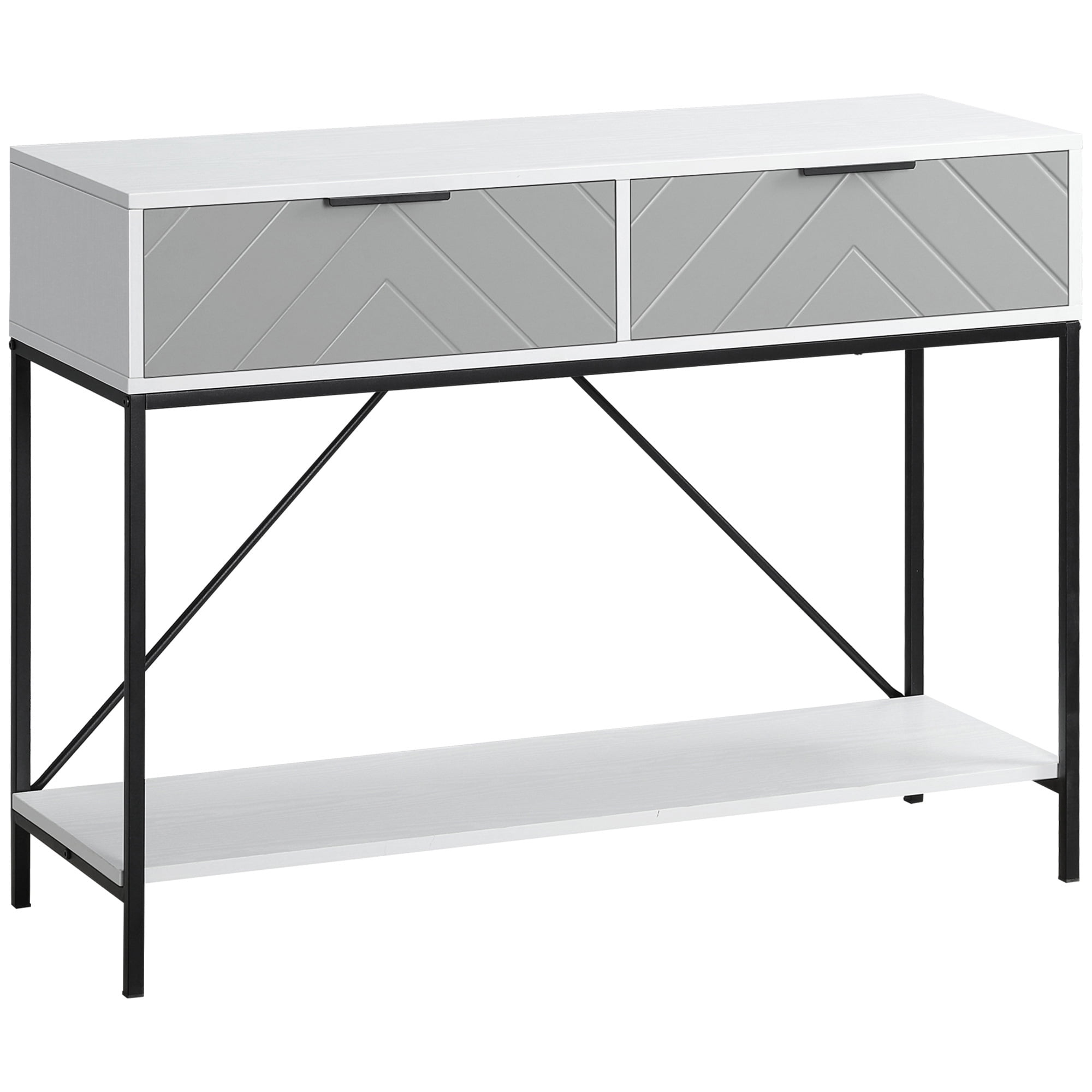 Modern Console Table with 2 Drawers and Open Shelf, Sofa Table
