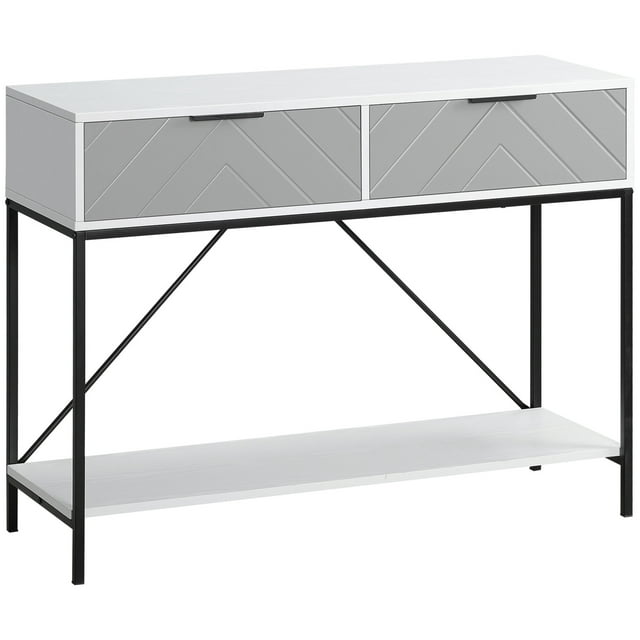 HOMCOM Console Table with 2 Drawers and Storage Shelf for Entryway Living Room