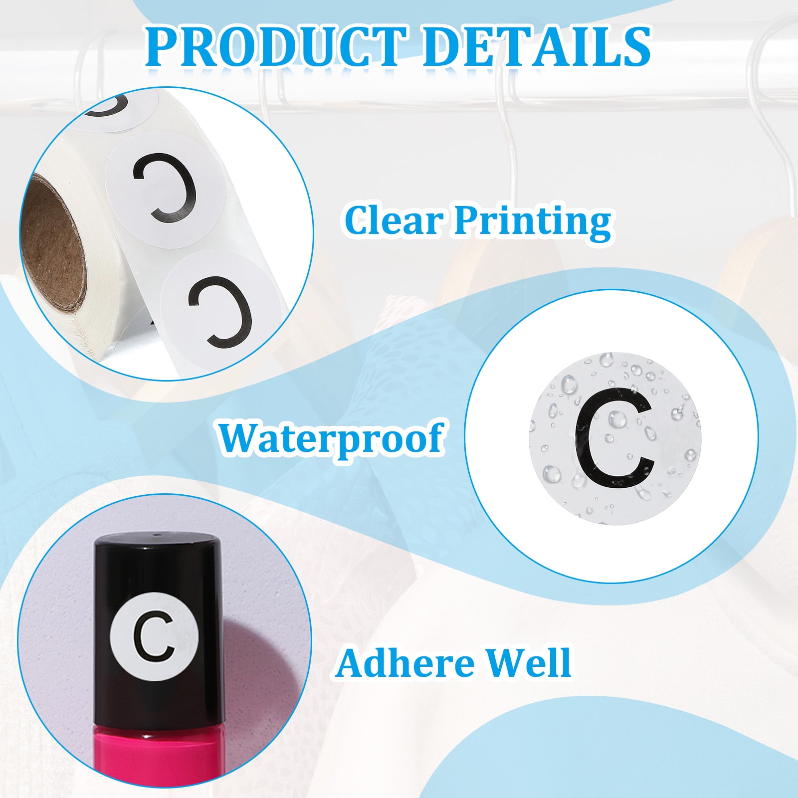 Uxcell 1" Round Letter C Stickers, Self-Adhesive Alphabet Stickers for Organization Storage Inventory 4 Rolls