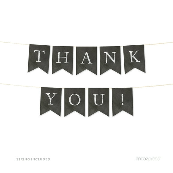 Thank You! Vintage Chalkboard Pennant Party Banner