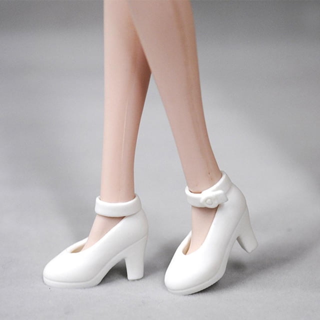 Zapatos de Muñeca de Plástico para Niña Hugo Muñeca de Tacón Alto Blanco