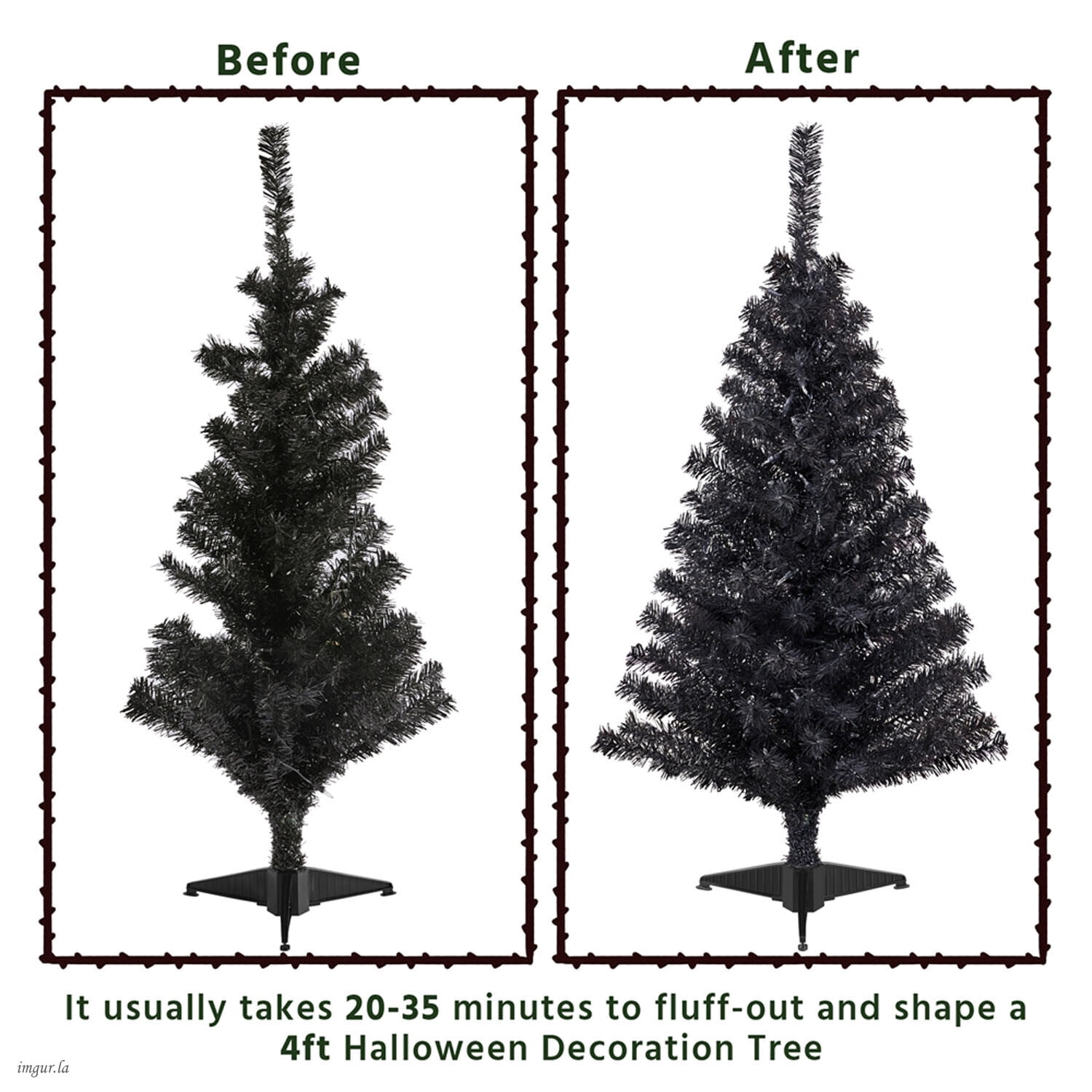 Alden Design 4FT Artificial Pre-lit Christmas Fir Tree with Foldable Stand,70 LED Warm Lights,Black