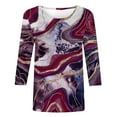 thumbnail image 4 of Hauts Décontractés pour Femmes Mode T-shirt Imprimé Ample Manches 3/4 Blouse Col Rond Hauts Décontractés Hauts d'Été pour Femmes 2023 Liquidation en Liquidation, 4 of 5