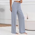 thumbnail image 5 of Bovemsi Women's Casual Pants Striped Wide Leg Drawstring Elastic Waist Knit Baggy Sweatpants With Pockets for Travel, 5 of 9