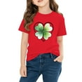 thumbnail image 5 of Annhoo St Patrick's Day Shirt for Kids Short Sleeve Crewneck Shamrock Graphic Block Color Unisex Tops Festival Clothes, 5 of 9