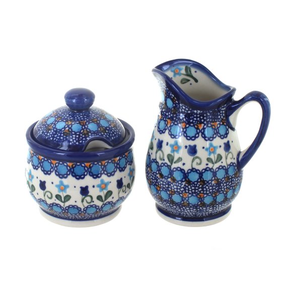 Blue Rose Polish Pottery Savannah Cream & Sugar Set