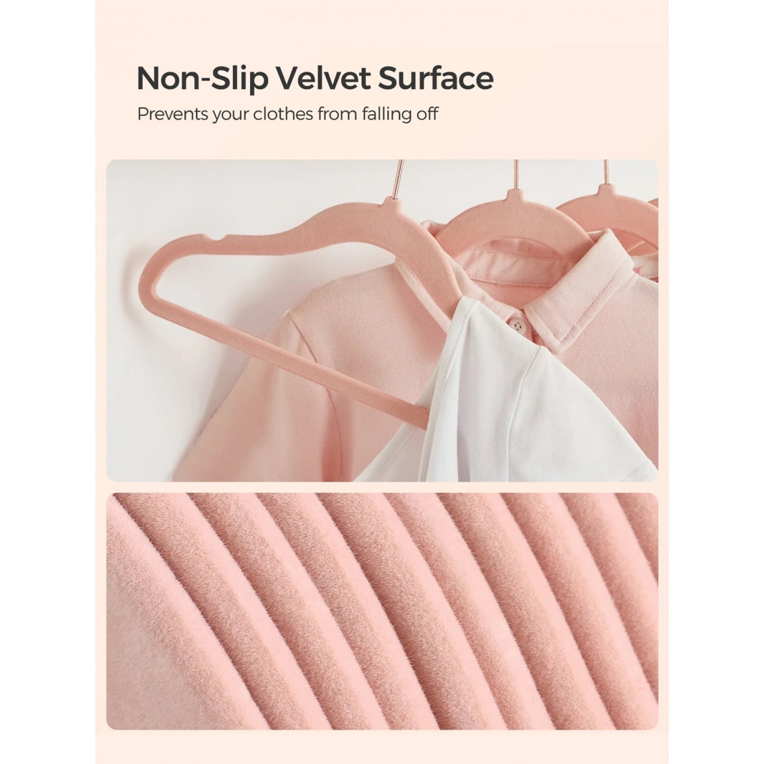 NTGFU Baby Hangers Pack Of 50, Children's Hangers for Closet with Rose Gold Hooks, Premium Velvet Hangers for Nursery, Non-Slip Hangers - Pink